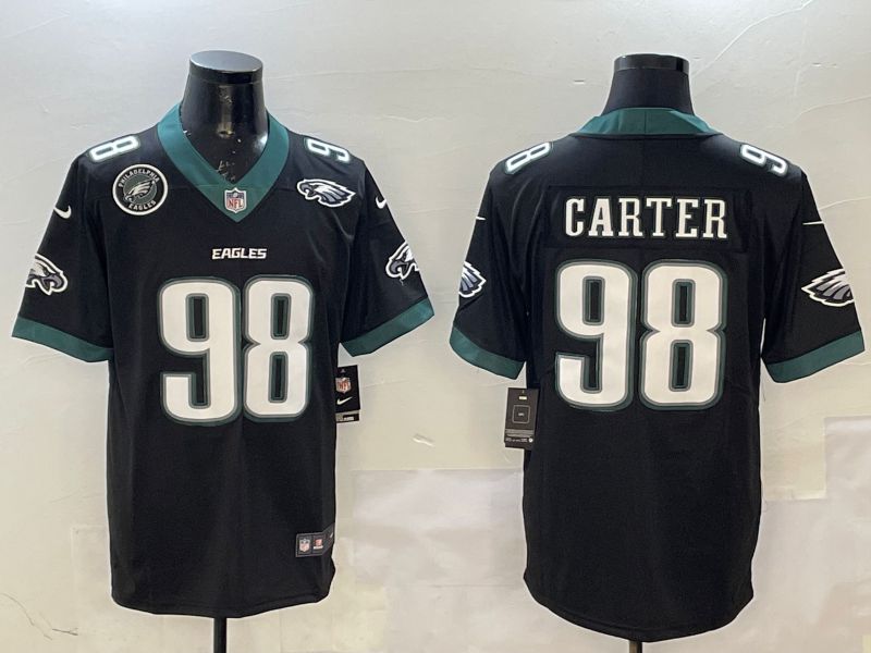 Men Philadelphia Eagles #98 Carter Black Second generation 2025 Nike Limited NFL Jersey style 6